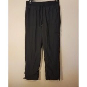 Eddie Bauer Fleece Lined Pants Women size 10 Black Pull on Drawstring Pockets